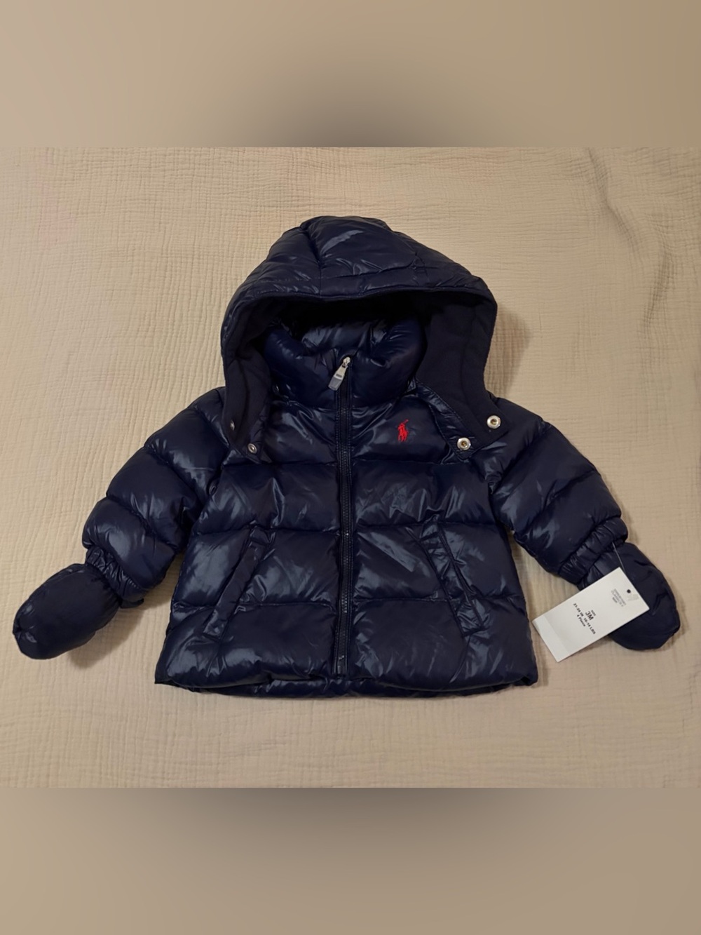 Ralph Lauren Navy Puffer Hooded Infant Jacket